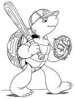 coloriage Franklin joue au base ball